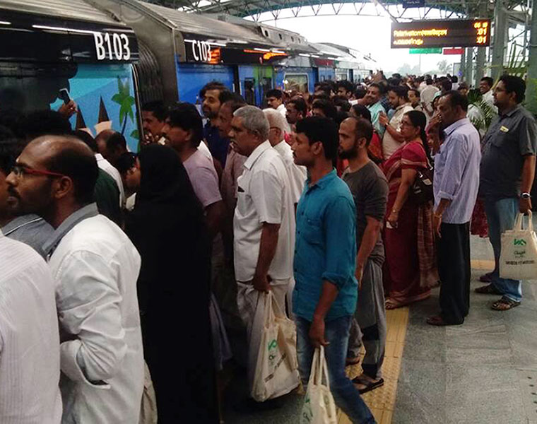 kochi metro begins service monday thousands stations photos video