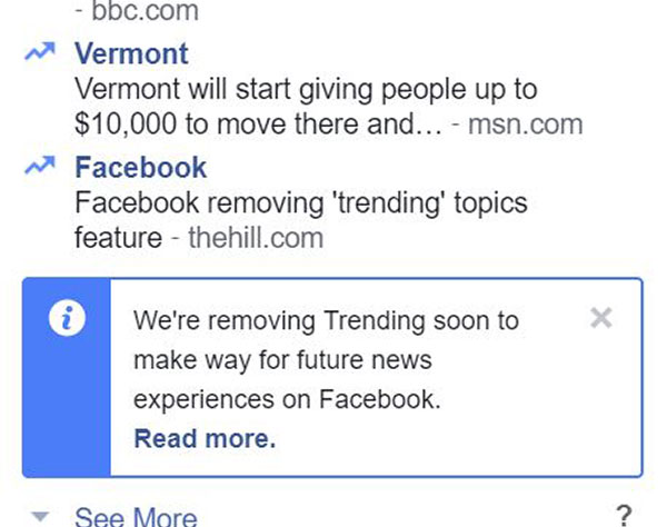 Facebook scraps outdated trending news section