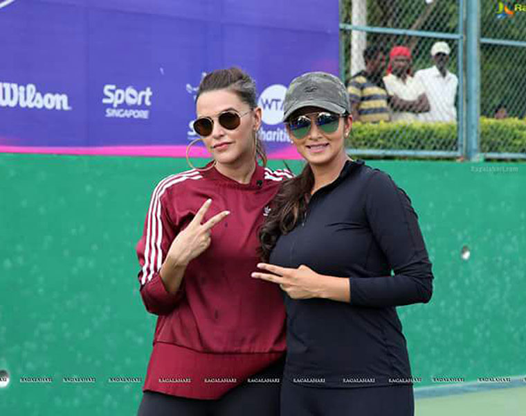 Sania mirza and neha dupia dance with students at Hyderabad sania academy