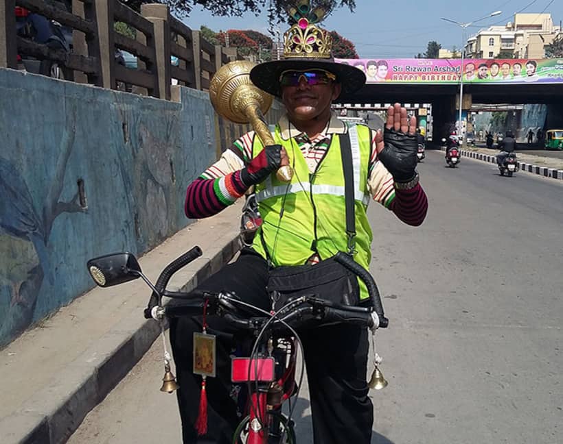Dumped by girlfriend , IISC executive turns Lord Krishna cycling the message of love
