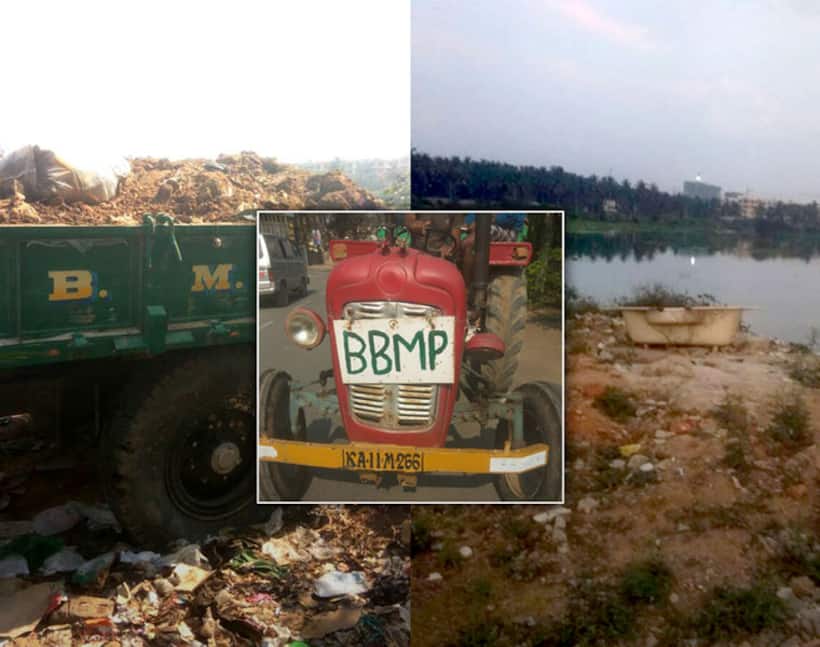 Shocking! BBMP caught red handed illegally dumping debris into lake