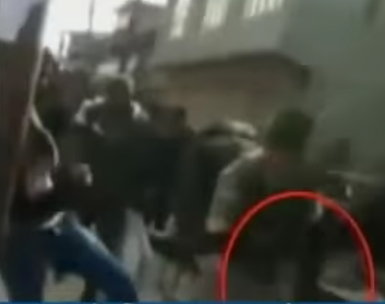 video of crpf jawan showing tolerance despite kashmir youths kicking him