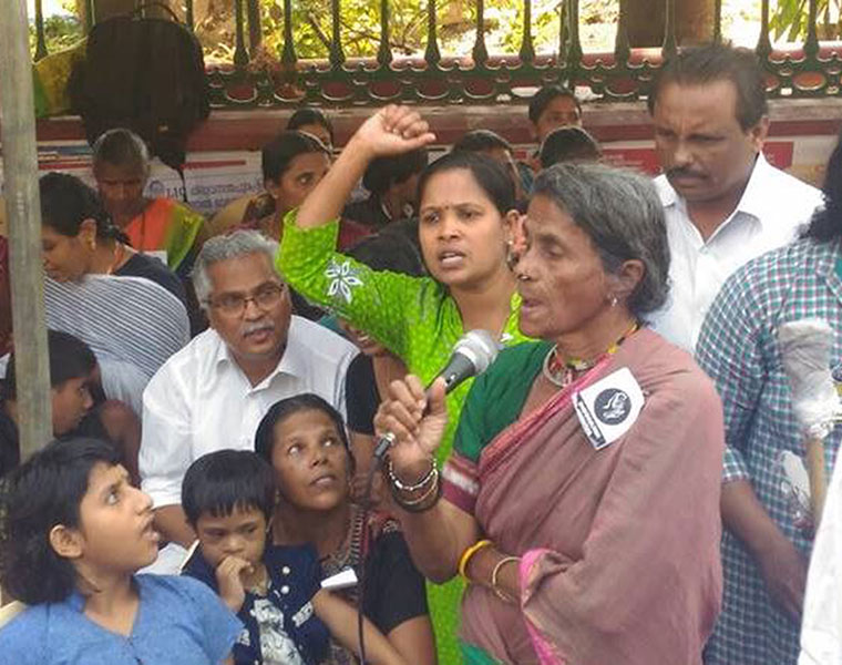 Mothers with endosulfan hit kids protest outside secretariat