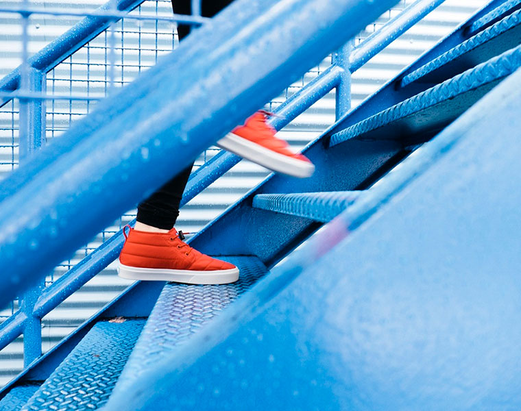 Man die by slipping down in steps