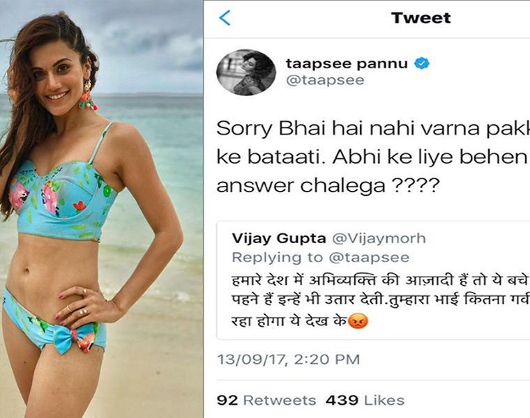 Taapsee Pannu was trolled for wearing a bikini