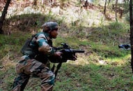 Hizbul Mujahideen commander terrorists trapped security forces Kashmir