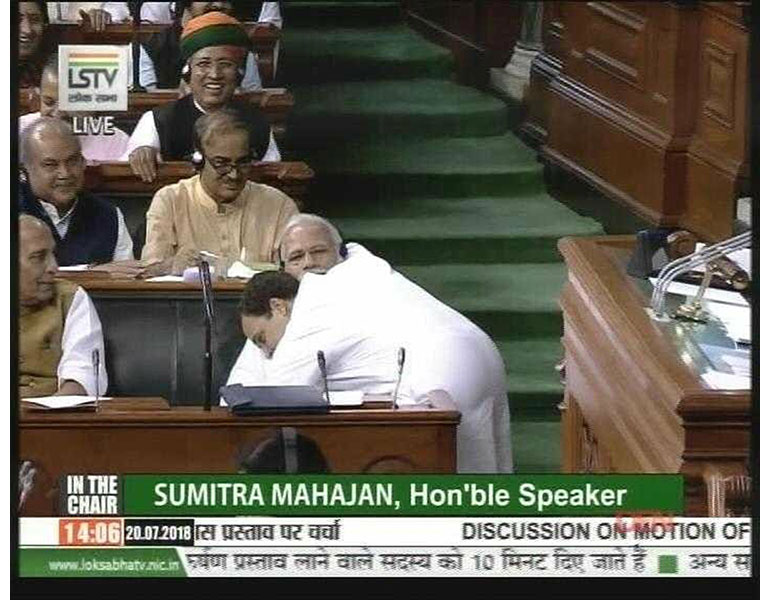 Hilarious trolls About Rahul Gandhi Hugging Narendra Modi In Parliament