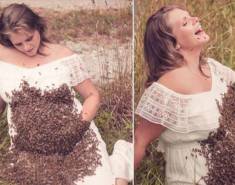 Mom to Be Covers Her Baby Bump With Swarm of 20000 Bees