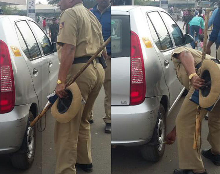 Parked your car wrongly Cops will make sure that you cant take the car out traffic menace no parking deflating tyres