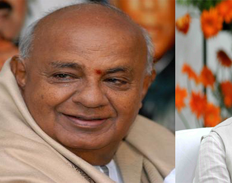 Central Minister Piyush Goyal and JDS Leader H D Devegowda Discussion