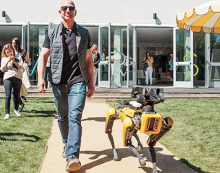 Jeff Bezos takes robotic dog for a walk