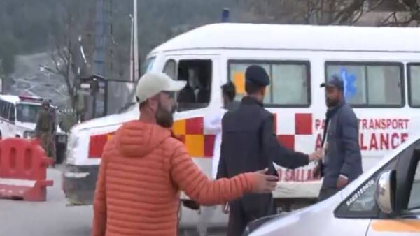 Ambulances evacuate injured from Pahalgam (Photo/ANI)