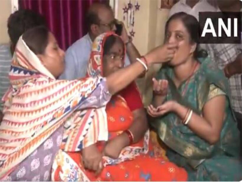 Family members of BSF Jawan Purnam Kumar Shaw celebrate on Wednesday. (Photo/ANI)