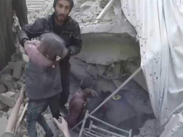 syria child in Building collapsed/the wite helmet group rescue