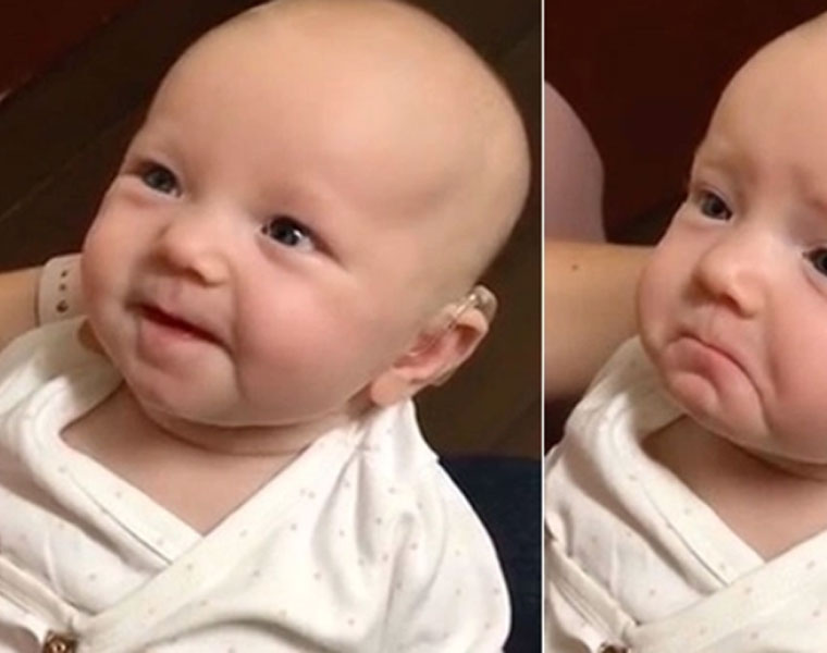 Adorable Moment Deaf Baby Girl Cries With Joy After Hearing Her Mum Voice