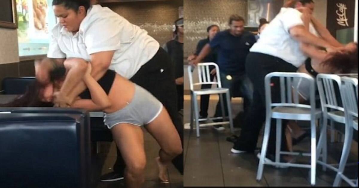 Fight between McDonald's staff and customer was filmed somewhere in the US it seems 