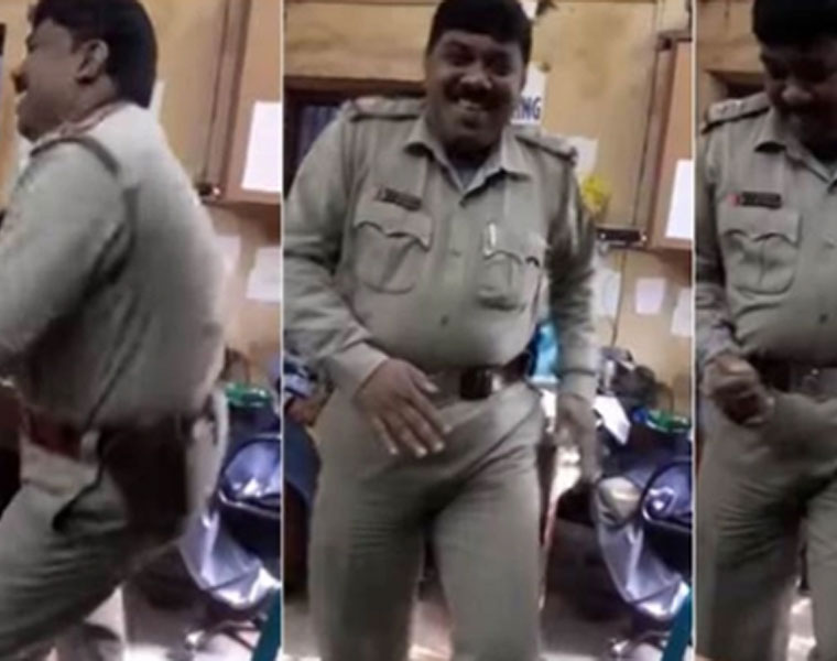 Police officer from herapur thana asansol west Bengal on duty doing dance in his police station