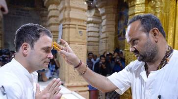 Rahul Gandhi Madhya Pradesh campaign prayer Peetambara Peeth temple