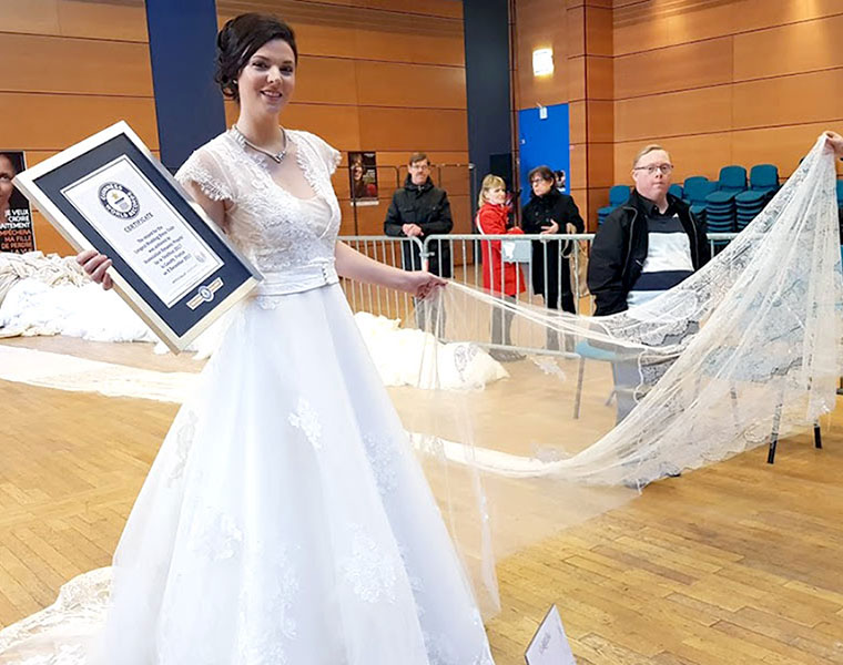 longest wedding dress train can cover Mt Everest