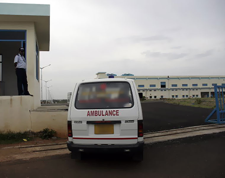 Bullet rider In front of ambulance