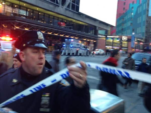 Police have arrested a man after a bomb explosion at Manhattan bus terminal in New York