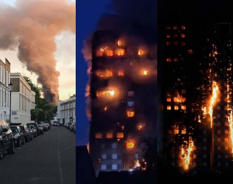 VIDEO Massive fire tears through 24 storey London apartment