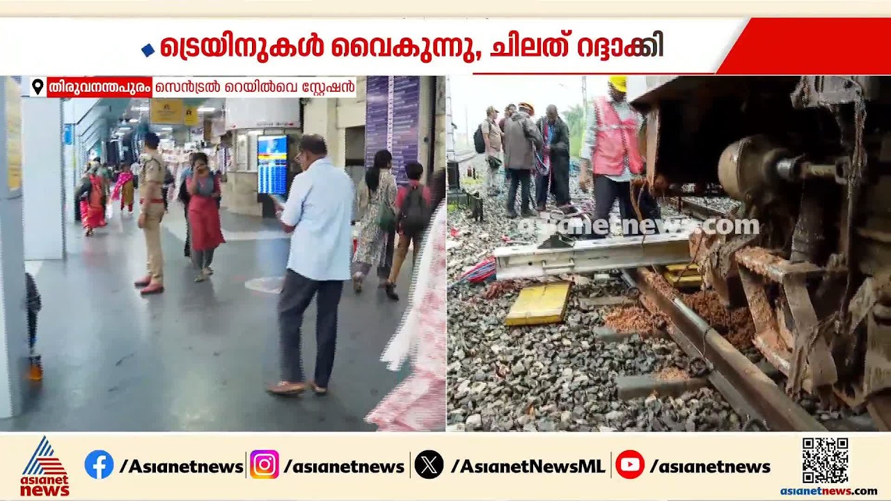 നീണ്ട അവധിക്ക് ശേഷമുള്ള പ്രവർത്തി ദിവസം  ട്രെയിനുകൾ വൈകുന്നു; വലഞ്ഞ് യാത്രക്കാർ