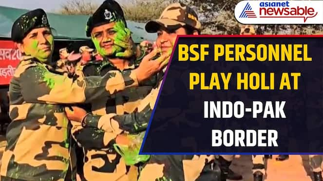 BSF Security Personnel Celebrate Holi at Indo-Pak Border in Jaisalmer | Asianet Newsable