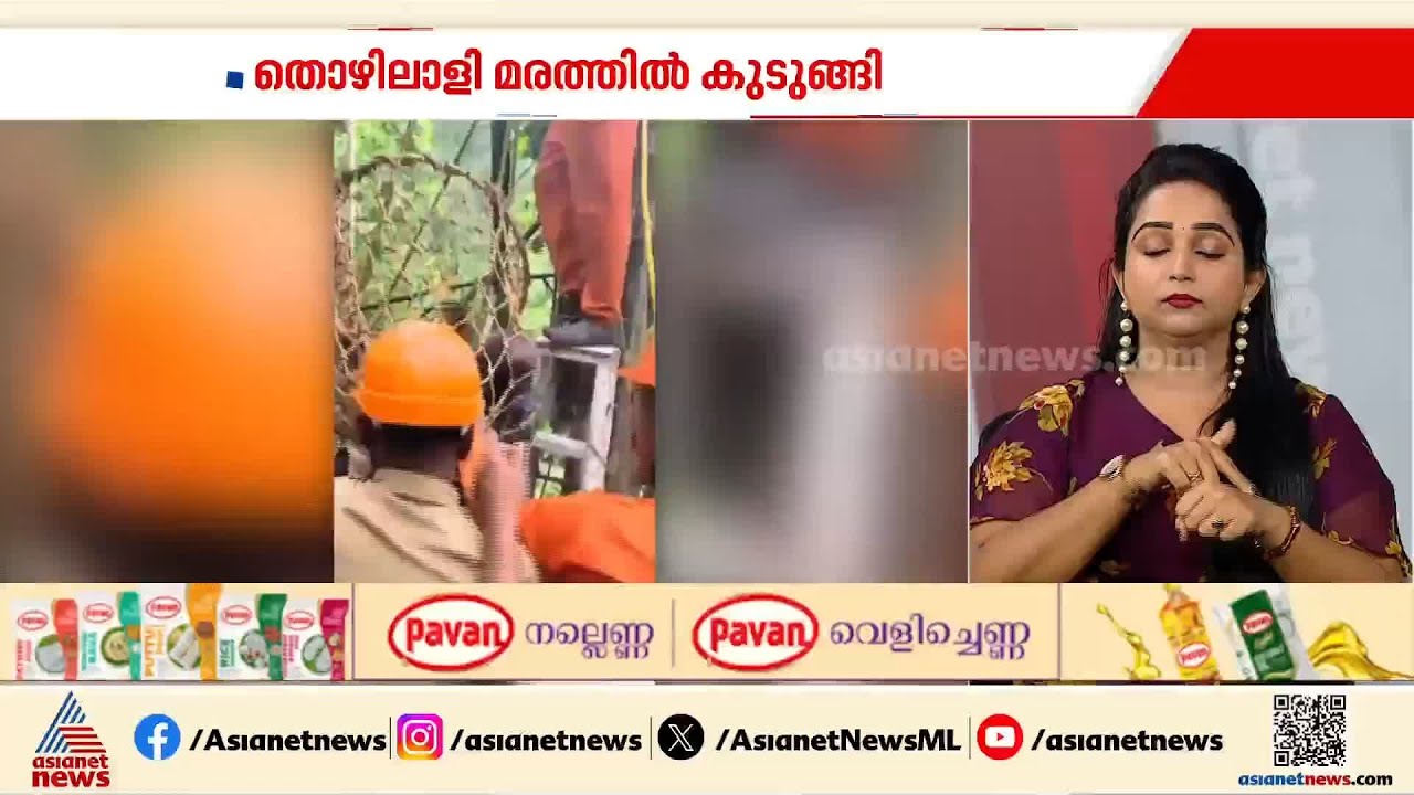 കൂടരഞ്ഞിയിൽ മരം വെട്ടുന്നതിനിടെ തൊഴിലാളി മരത്തിൽ കുടുങ്ങി; ഫയർഫോഴ്‌സ് എത്തി രക്ഷപ്പെടുത്തി