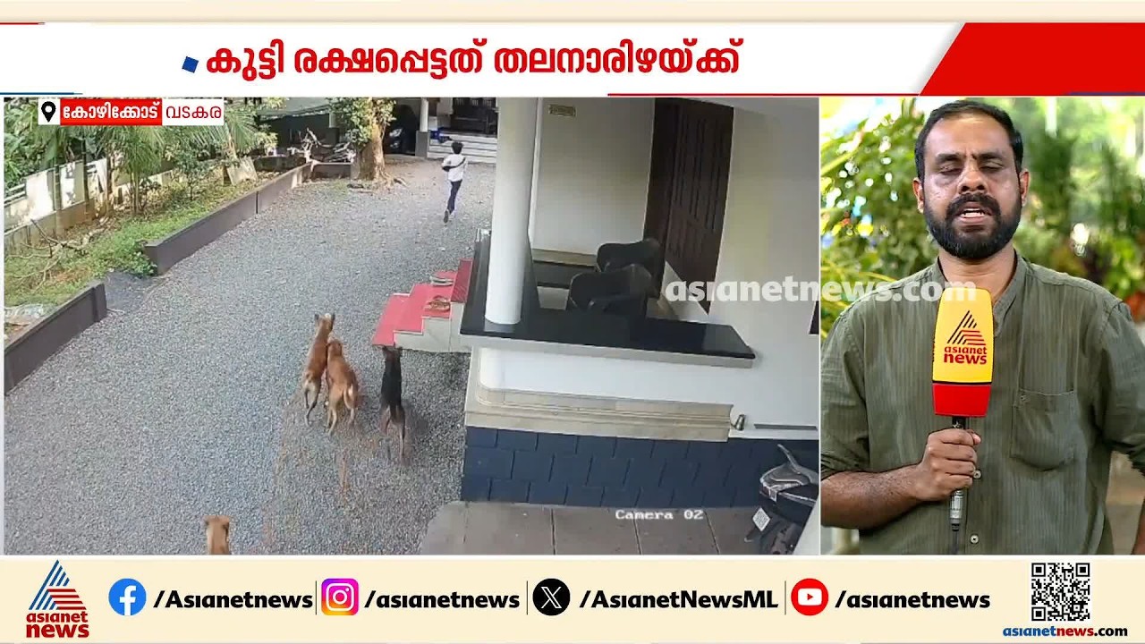 സ്കൂൾ വിട്ടുവന്ന കുട്ടിയുടെ പിന്നാലെ പാഞ്ഞടുത്ത് തെരുവ് നായക്കൂട്ടം; രക്ഷപെട്ടത് തല നാരിഴയ്ക്ക്