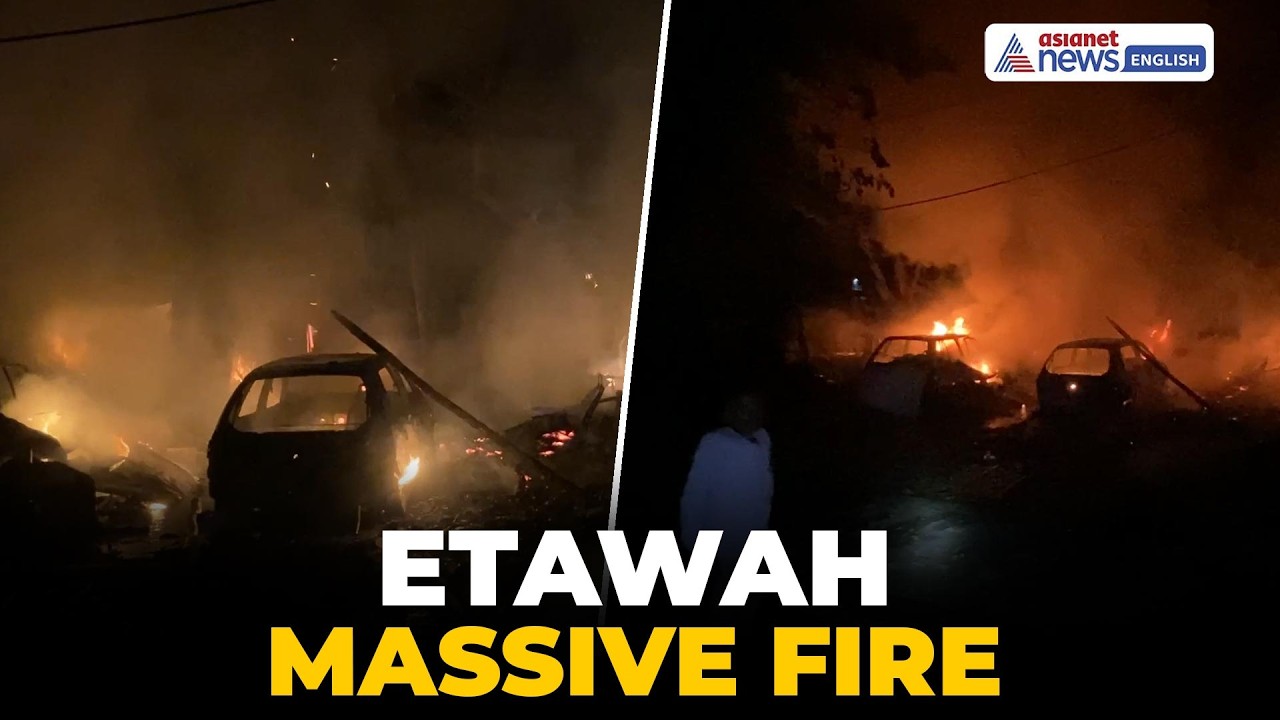 Etawah Fire: Massive Blaze Engulfs Two Car Repair Shops | Local News
