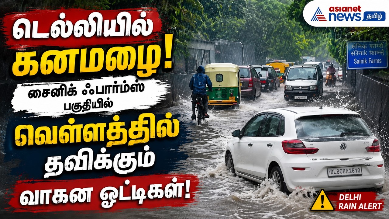 டெல்லியில் கனமழை: சைனிக் ஃபார்ம்ஸ் பகுதியில் வெள்ளத்தில் தவிக்கும் வாகன ஓட்டிகள்!