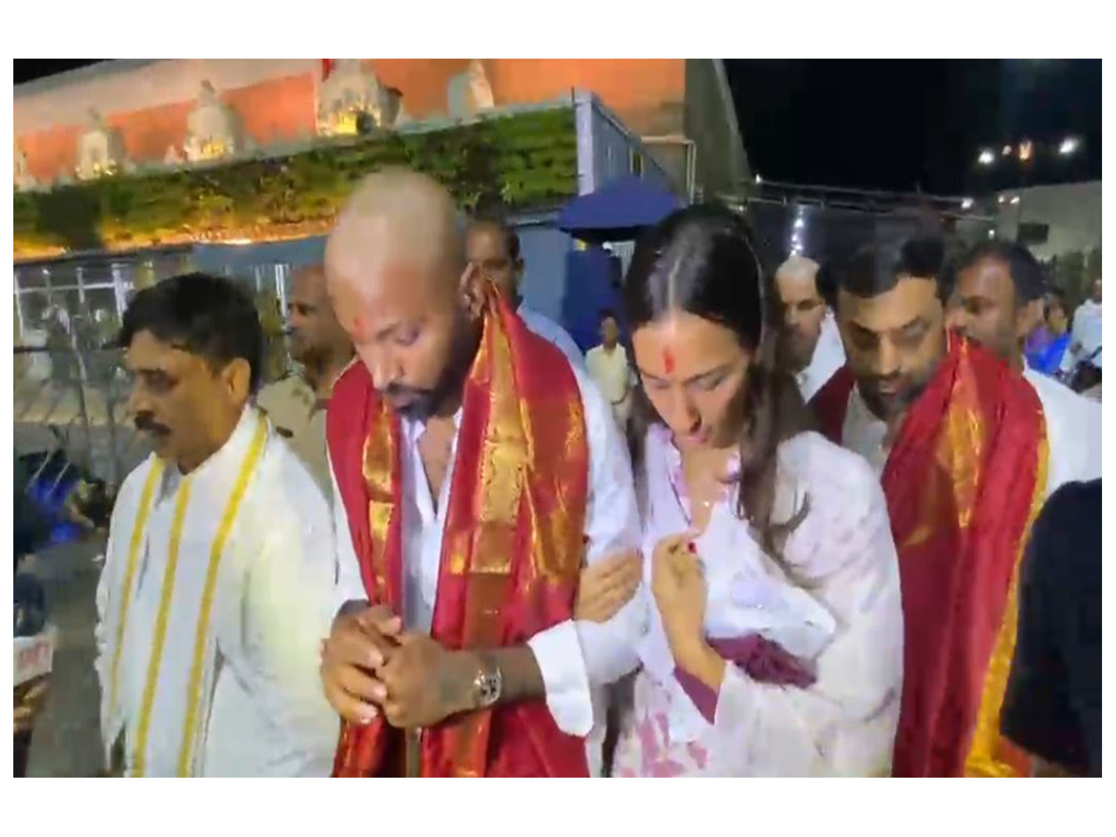Hardik Pandya sports shaved head during visit to Tirumala temple
