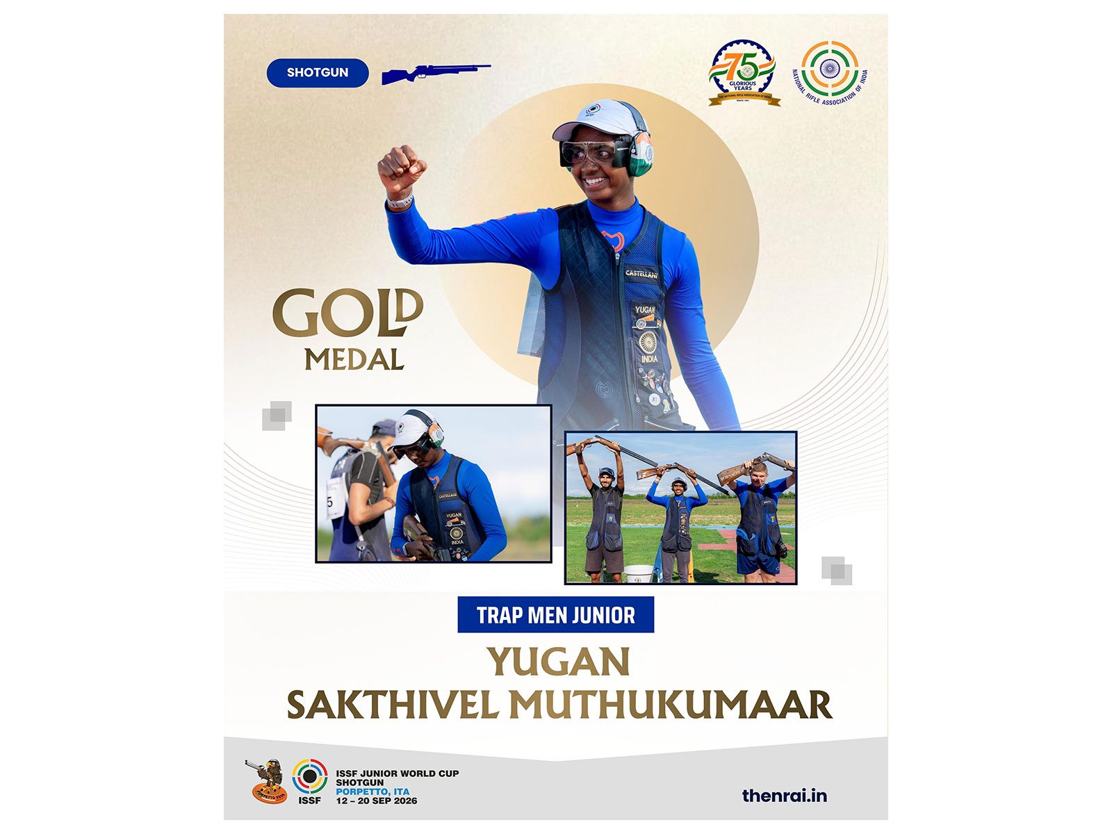 ISSF Junior World Cup: Yugan Sakthivel Muthukumaar wins trap gold