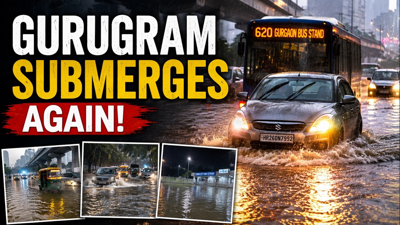 Heavy Rains SUBMERGE Gurugram Again! | Waterlogged Roads, Traffic Affected | WATCH
