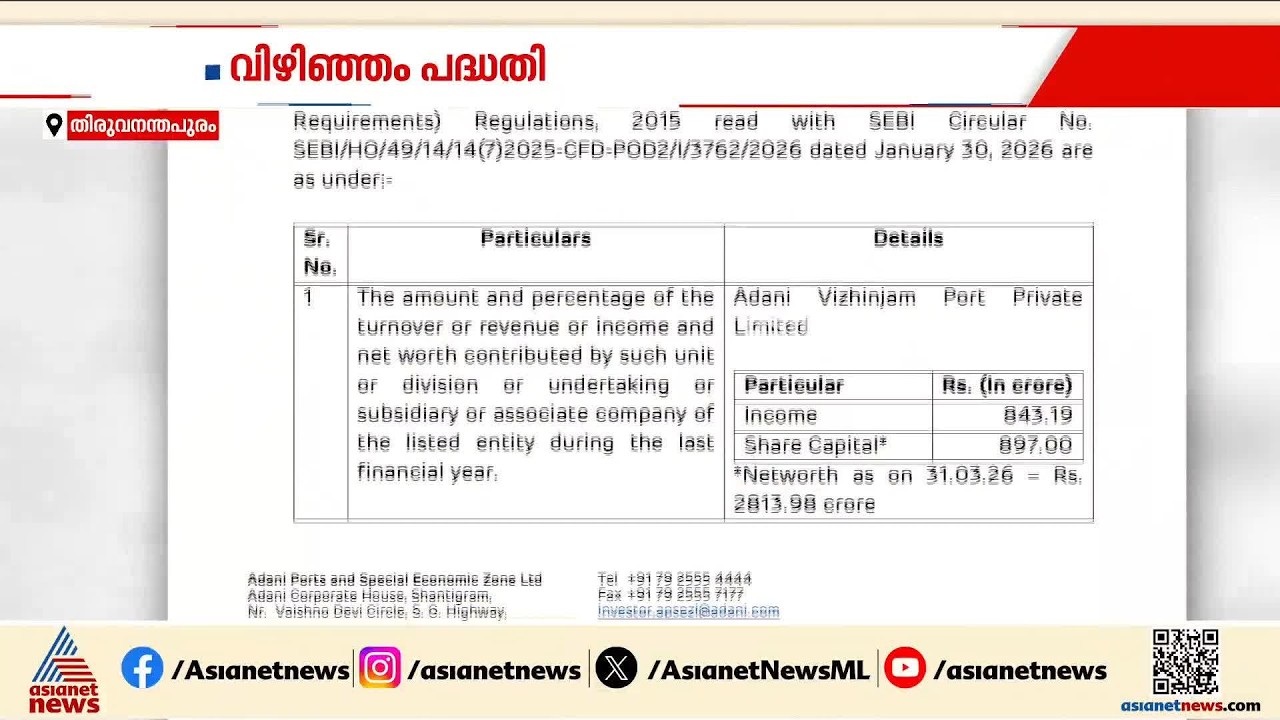 വിഴിഞ്ഞം തുറമുഖത്ത് ആഞ്ഞുവീശുന്ന വിവാദ തിരയിൽ വിശദീകരണവുമായി അദാനി | Adani
