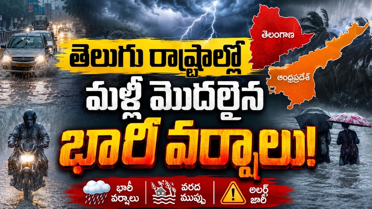 తెలుగు రాష్ట్రాల్లో మళ్లీ మొదలైన భారీ వర్షాలు | AP & Telangana Rain Alert Today