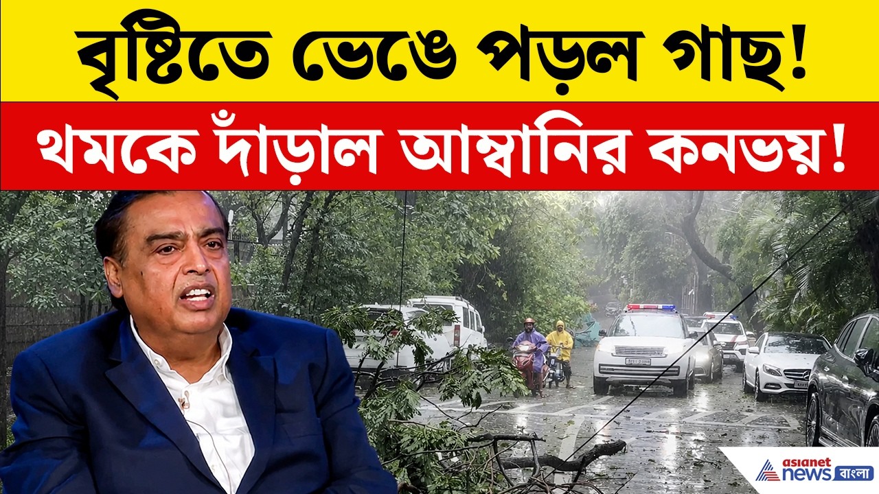 Mumbai Rains Update: প্রবল বৃষ্টিতে ভেঙে পড়ল গাছ, থমকে গেল আম্বানির কনভয়! | Mukesh Ambani