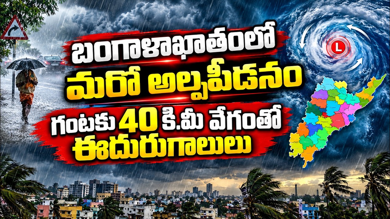 బంగాళాఖాతంలో మరో అల్పపీడనం..గంటకు 40 కి.మీ వేగంతో ఈదురుగాలులు | AP Telangana Rain Alert