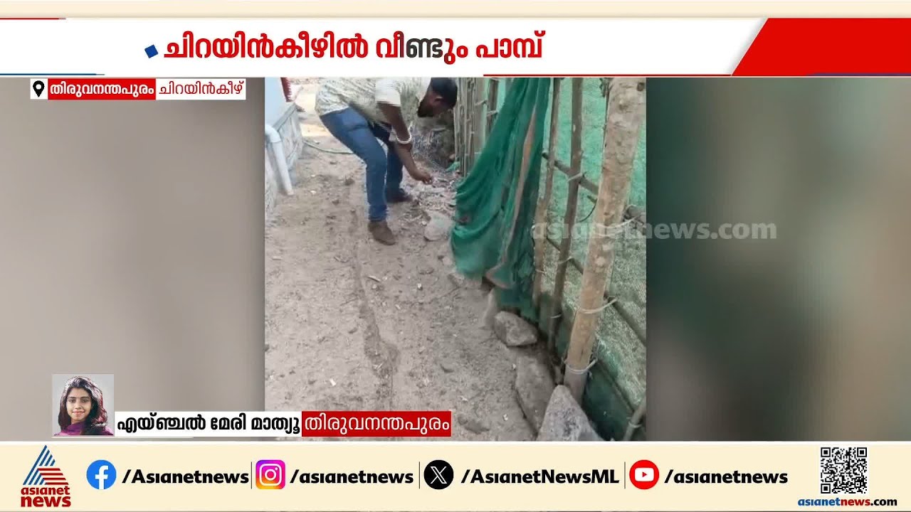 ചിറയിൻകീഴിൽ പാമ്പുകടിയേറ്റ് മരിച്ച ദക്ഷിലിന്റെ  അയൽവാസിയുടെ വീട്ടിൽ നിന്ന് പാമ്പിനെ പിടികൂടി