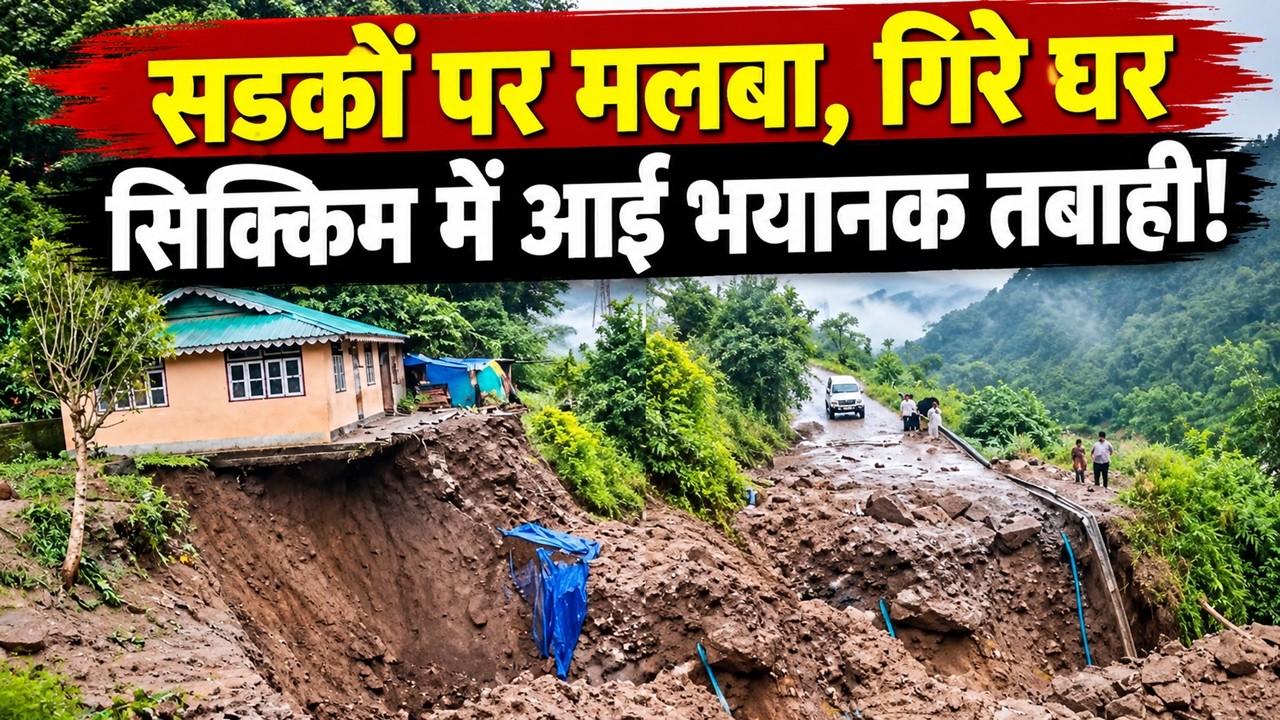 सड़कों पर मलबा ही मलबा... गिरने लगे घर, सिक्किम में कुदरत का खौफनाक कहर! । LANDSLIDE IN SIKKIM!