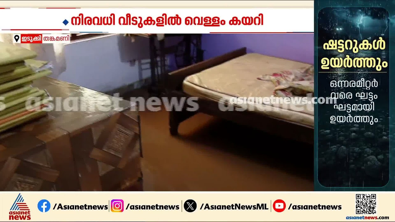 ഇടുക്കി തങ്കമണിയിൽ ശക്തമായ മഴയിൽ വീടുകളിൽ വെള്ളം കയറി; സുരക്ഷിത സ്ഥാനങ്ങളിലേക്ക് മാറി ജനങ്ങൾ