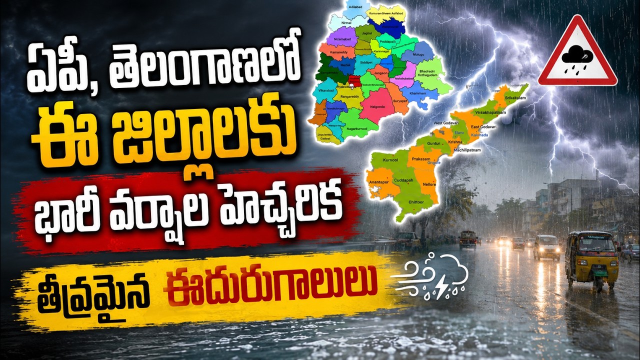 ఏపీ, తెలంగాణలో ఈ జిల్లాలకు భారీ వర్షాల హెచ్చరిక తీవ్రమైన ఈదురుగాలులు | AP Telangana Weather Alert: