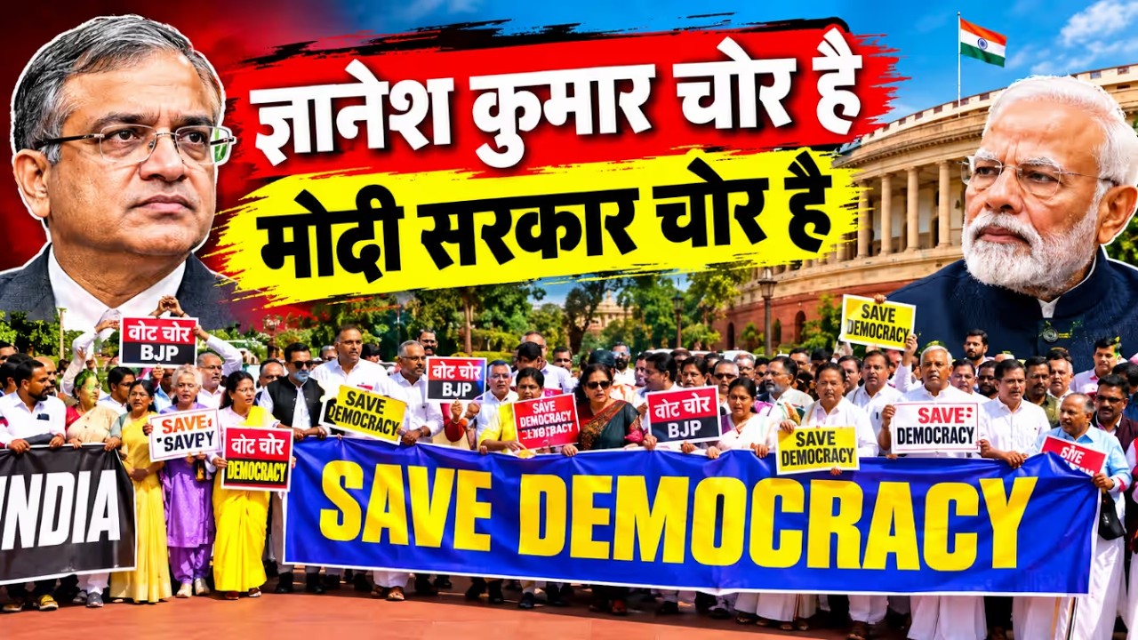 ज्ञानेश कुमार चोर है? मोदी सरकार के खिलाफ संसद परिसर में INDIA का जोरदार प्रदर्शन