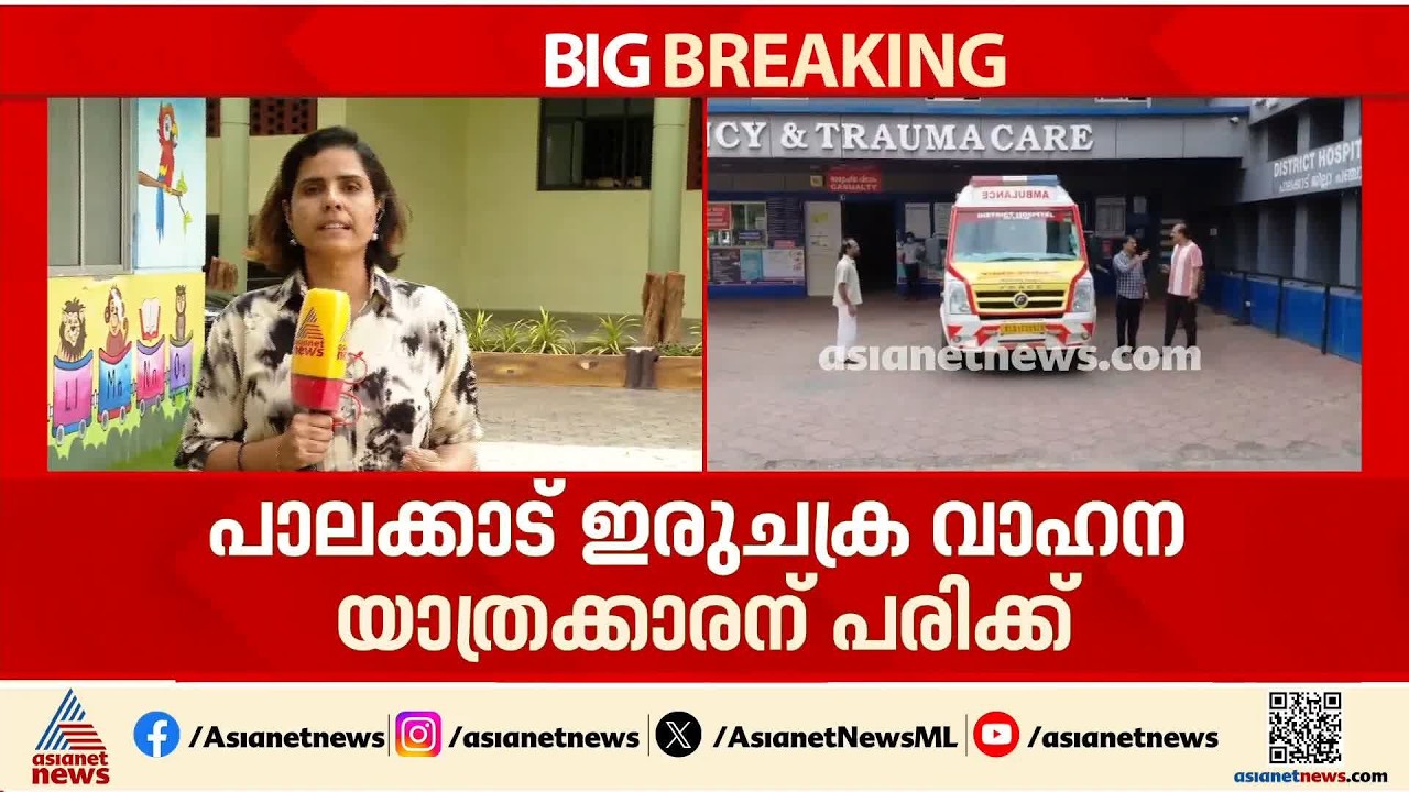 പാലക്കാട് സ്റ്റേവയറിൽ കുടുങ്ങി ഇരുചക്ര വാഹന യാത്രികന് പരിക്ക്
