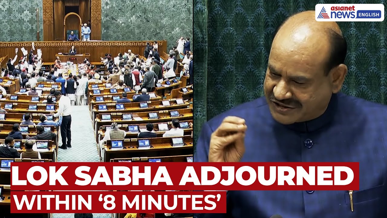 Lok Sabha Adjourned Within ‘8 Minutes’ Amid Sloganeering | Parliamentary Drama