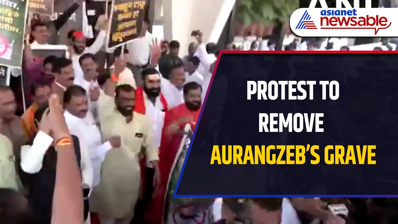 BJP & Shiv Sena Protest to Remove Aurangzeb’s Grave in Chhatrapati Sambhajinagar | Watch