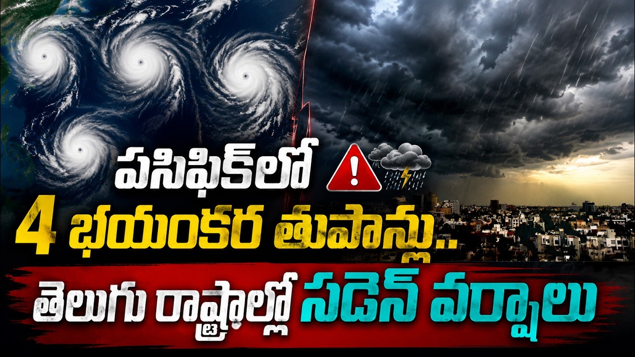 పసిఫిక్‌లో 4 భయంకర తుపాన్లు.. తెలుగు రాష్ట్రాల్లో సడెన్ వర్షాలు | AP Telangana Weather Alert