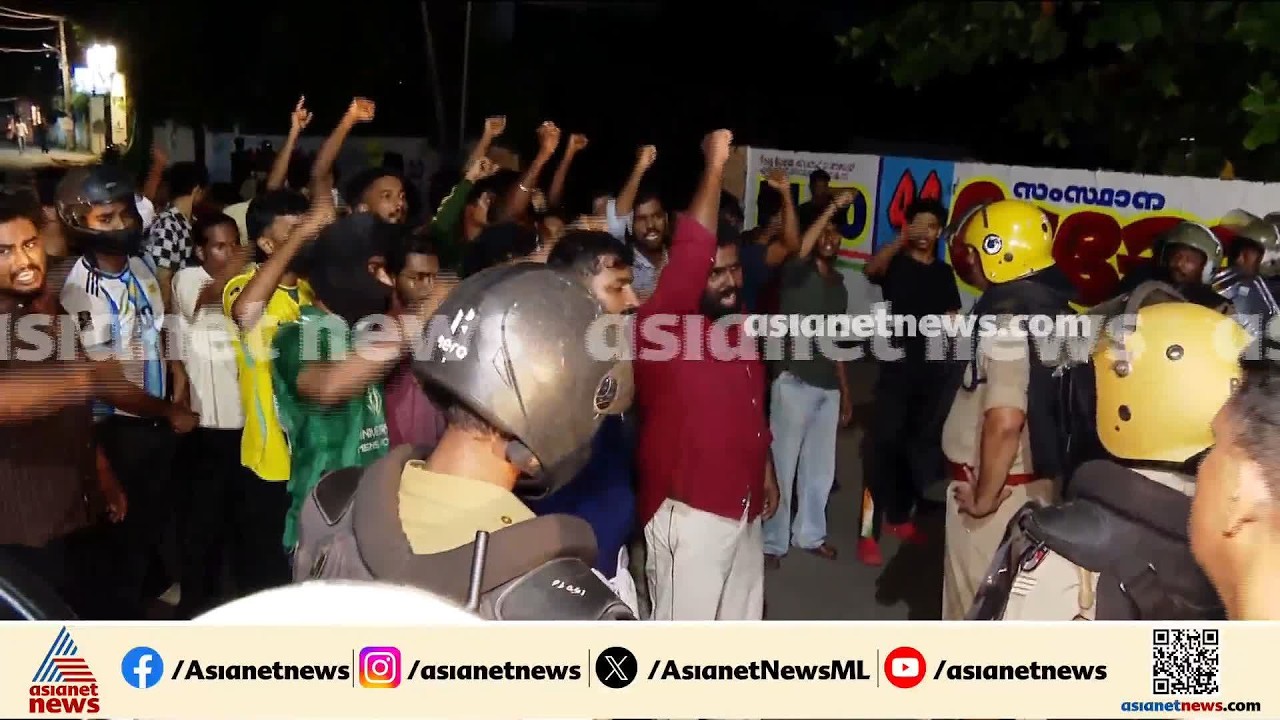 യുദ്ധക്കളമായി തലസ്ഥാനം: കല്ലും തടിയും മുഖവും മറച്ച്, ഹെൽമെറ്റ് ധരിച്ച് പ്രതിഷേധവുമായി എസ് എഫ് ഐ