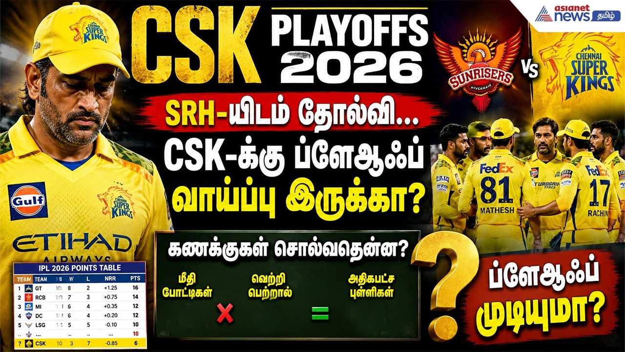 CSK Playoffs 2026 | SRH-யிடம் தோல்வி... CSK-க்கு ப்ளேஆஃப் வாய்ப்பு இருக்கா? கணக்குகள் சொல்வதென்ன?
